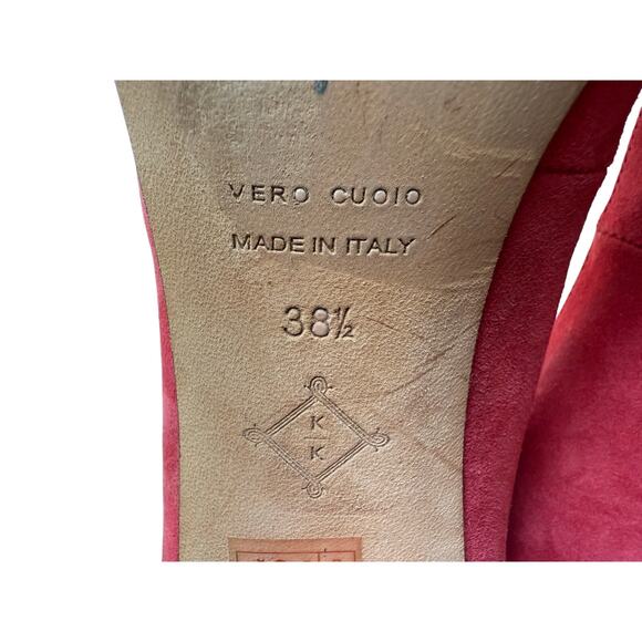 KK DODDS Mary Jane Heels in Red Nubuck Suede Size 38.5/ US 8 - Picture 7 of 11